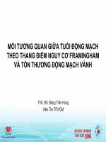 MỐI TƯƠNG QUAN GIỮA TUỔI ĐỘNG MẠCH THEO THANG ĐIỂM NGUY CƠ FRAMINGHAM VÀ TỔN THƯƠNG ĐỘNG MẠCH VÀNH