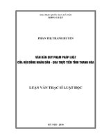 Văn bản quy phạm pháp luật của Hội đồng nhân dân – qua thực tiễn tỉnh Thanh Hóa.