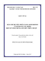 Bào chế hệ tiểu phân nano artemisinin và đánh giá tác động diệt ký sinh trùng sốt rét trên chuột