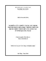 Nghiên cứu chiết tách, xác định thành phần hóa học trong một số dịch chiết thân rễ cây sâm cau ở tỉnh quảng ngãi
