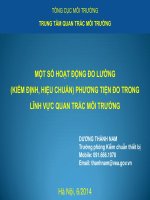 Một Số Hoạt Động Đo Lường (Kiểm Định, Hiệu Chuẩn) Phương Tiện Đo Trong Lĩnh Vực Quan Trắc Môi Trường