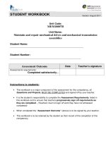 Bài tập thực hành bảo dưỡng và sửa chữa cơ khí ô tô