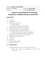 Financial management of business expansion combiation and acquisition