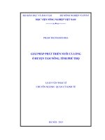 giải pháp phát triển nuôi cá lồng ở huyện tam nông, tỉnh phú thọ