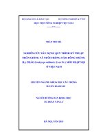 nghiên cứu xây dựng quy trình kỹ thuật nhân giống và nuôi trồng nấm đông trùng hạ thảo cordyceps militaris (l ex fr ) mới nhập nội ở việt nam 