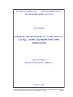 giải pháp tăng cường quản lý các dự án đầu tư xây dựng đường giao thông nông thôn tỉnh bắc ninh