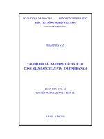 vai trò hợp tác xã trong các xã được công nhận đạt chuẩn ntm tại tỉnh hà nam 