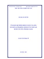 ứng dụng hệ thống định vị toàn cầu (gps) xây dựng lưới khống chế đo vẽ xã việt lập, huyện tân yên, tỉnh bắc giang 