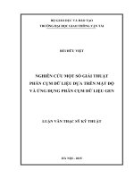 Nghiên cứu một số giải thuật phân cụm dữ liệu dựa trên mật độ và ứng dụng phân cụm dữ liệu gen