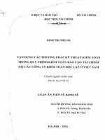 Vận dụng các phương pháp kỹ thuật kiểm toán trong quy trình kiểm toán báo cáo tài chính tại các công ty kiểm toán độc lập ở việt nam 