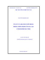 ứng xử của hộ chăn nuôi trong phòng chống bệnh cúm gia cầm ở thành phố bắc ninh 
