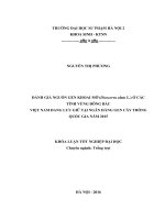 Đánh giá nguồn gen khoai mỡ (dioscorea alata l ) ở các tỉnh vùng đông bắc việt nam đang lưu giữ tại ngân hàng gen cây trồng quốc gia năm 2015 