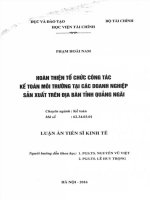 hoàn thiện tổ chức công tác kế toán môi trường tại các doanh nghiệp sản xuất trên địa bàn tỉnh quảng ngãi 