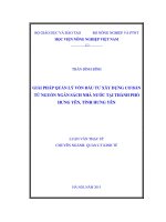 giải pháp quản lý vốn đầu tư xây dựng cơ bản từ nguồn ngân sách nhà nước tại thành phốn hưng yên, tỉnh hưng yên