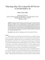Nhận dạng tiếng Việt sử dụng biến đổi Wavelet và mô hình Markov ẩn