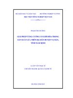 giải pháp tăng cường cơ giới hóa trong sản xuất lúa trên địa bàn huyện vụ bản, tỉnh nam định
