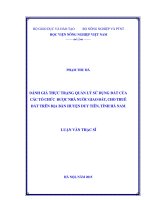 đánh giá thực trạng quản lý sử dụng đất của các tổ chức được nhà nước giao đất, cho thuê đất trên địa bàn huyện duy tiên, tỉnh hà nam