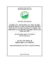 Nghiên cứu ảnh hưởng của một số biện pháp kĩ thuật canh tác đến sinh trưởng, năng suất và chất lượng của giống sắn mới KM21 12 tại trường đại học nông lâm thái nguyên 