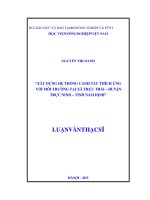 xây dựng hệ thống canh tác thích ứng với môi trường tại xã trực thái – huyện trực ninh – tỉnh nam định 