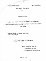 nâng cao năng lực quản trị rủi ro tín dụng tại ngân hàng nông nghiệp và phát triển nông thôn việt nam 