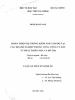 hoàn thiện hệ thống kiểm soát nội bộ tại các doanh nghiệp trong tổng công ty đầu tư phát triển nhà và đô thị 