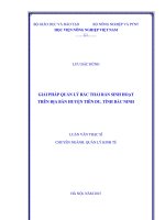 giải pháp quản lý rác thải rắn sinh hoạt trên địa bàn huyện tiên du, tỉnh bắc ninh