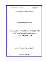 Quản lý nhà nước về đầu tư trực tiếp nước ngoài tại tỉnh Hủa Phăn nước CHDCND Lào