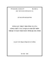 Năng lực thực thi công vụ của công chức các cơ quan chuyên môn thuộc Ủy ban nhân dân tỉnh Quảng Ninh