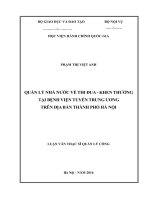 Quản lý nhà nước về thi đua, khen thưởng tại bệnh viện tuyến trung ương trên địa bàn thành phố Hà Nội