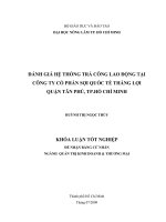 ĐÁNH GIÁ HỆ THỐNG TRẢ CÔNG LAO ĐỘNG TẠI CÔNG TY CỔ PHẦN SỢI QUỐC TẾ THẮNG LỢI QUẬN TÂN PHÚ, TP.HỒ CHÍ MINH