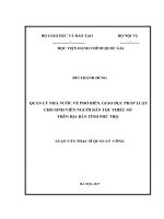Quản lý nhà nước về phổ biến, giáo dục pháp luật cho sinh viên người dân tộc thiểu số trên địa bàn tỉnh Phú Thọ