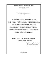 Nghiên cứu ảnh hưởng của chế phẩm phân bón lá nitrophoska foliar đến sinh trưởng và năng suất giống ớt hotchilli trồng vụ đông 2015 tại cao minh, phúc yên, vĩnh phúc