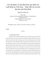 Các tội phạm về mại dâm theo quy định của Luật Hình sự Việt Nam – Thực tiễn xét xử trên địa bàn tỉnh Hòa Bình