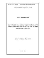 xây dựng báo cáo bộ phận phục vụ kiểm soát và đánh giá hiệu quả hoạt động tại công ty tnhh thương mại nam cường 
