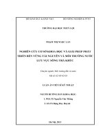 Nghiên cứu cơ sở khoa học và giải pháp phát triển bền vững tài nguyên và môi trường nước lưu vực sông trà khúc 