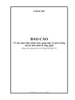Báo Cáo Về Việc Thực Hiện Chính Sách, Pháp Luật Về Môi Trường Tại Các Khu Kinh Tế, Làng Nghề