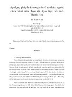 Áp dụng pháp luật trong xét sử sơ thẩm người chưa thành niên phạm tội - Qua thực tiễn tỉnh Thanh Hoá