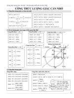Công thức lượng giác lớp 11