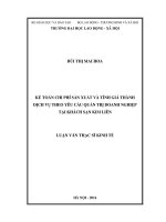 kế toán chi phí sản xuất và tính giá thành dịch vụ theo yêu cầu quản trị doanh nghiệp tại khách sạn kim liên 