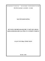 kế toán chi phí, doanh thu và kết quả hoạt động kinh doanh tại công ty cổ phần vimeco 