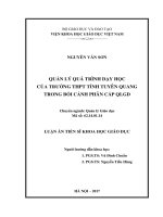 Quản lý quá trình dạy học của trường THPT tỉnh Tuyên Quang trong bối cảnh phân cấp Quản lý giáo dục