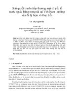 Giải quyết tranh chấp thương mại có yếu tố nước ngoài bằng trọng tài tại Việt Nam - những vấn đề lý luận và thực tiễn