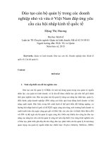 Đào tạo cán bộ quản lý trong các doanh nghiệp nhỏ và vừa ở Việt Nam đáp ứng yêu cầu của hội nhập kinh tế quốc tế