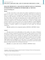 ESSAI DE MESURE DE LA QUALITE DE SERVICE DANS LE CONTEXTE D’ENSEIGNEMENT SUPERIEUR UNIVERSITAIRE AU VIETNAM