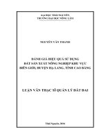 Đánh giá hiệu quả sử dụng đất sản xuất nông nghiệp khu vực biên giới, huyện hạ lang, tỉnh cao bằng 