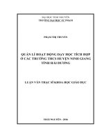 Quản lí hoạt động dạy học tích hợp ở các trường THCS huyện ninh giang, tỉnh hải dương