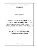 Nghiên cứu chế tạo và tính chất vật liệu cao su nanocompozit trên cơ sở blend cao su thiên nhiên và cao su nitril butadien với nanoclay 