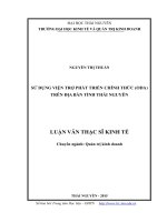 Sử dụng viện trợ phát triển chính thức (ODA) trên địa bàn tỉnh thái nguyên 