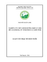 Nghiên cứu mức dinh dưỡng hợp lý cho bê cái sinh ra từ tinh phân ly giới tính nuôi tại trung tâm nghiên cứu bò và đồng cỏ ba vì 