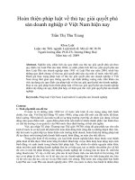 Hoàn thiện pháp luật về thủ tục giải quyết phá sản doanh nghiệp ở Việt Nam hiện nay